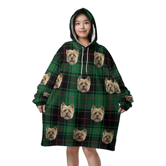 Mockup Blanket Hoodie Front Green Plaid