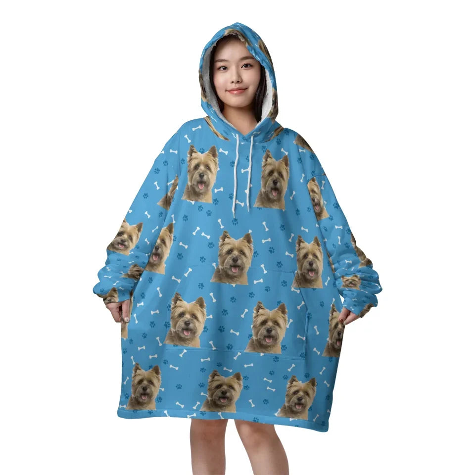 Mockup Blanket Hoodie Front Blue