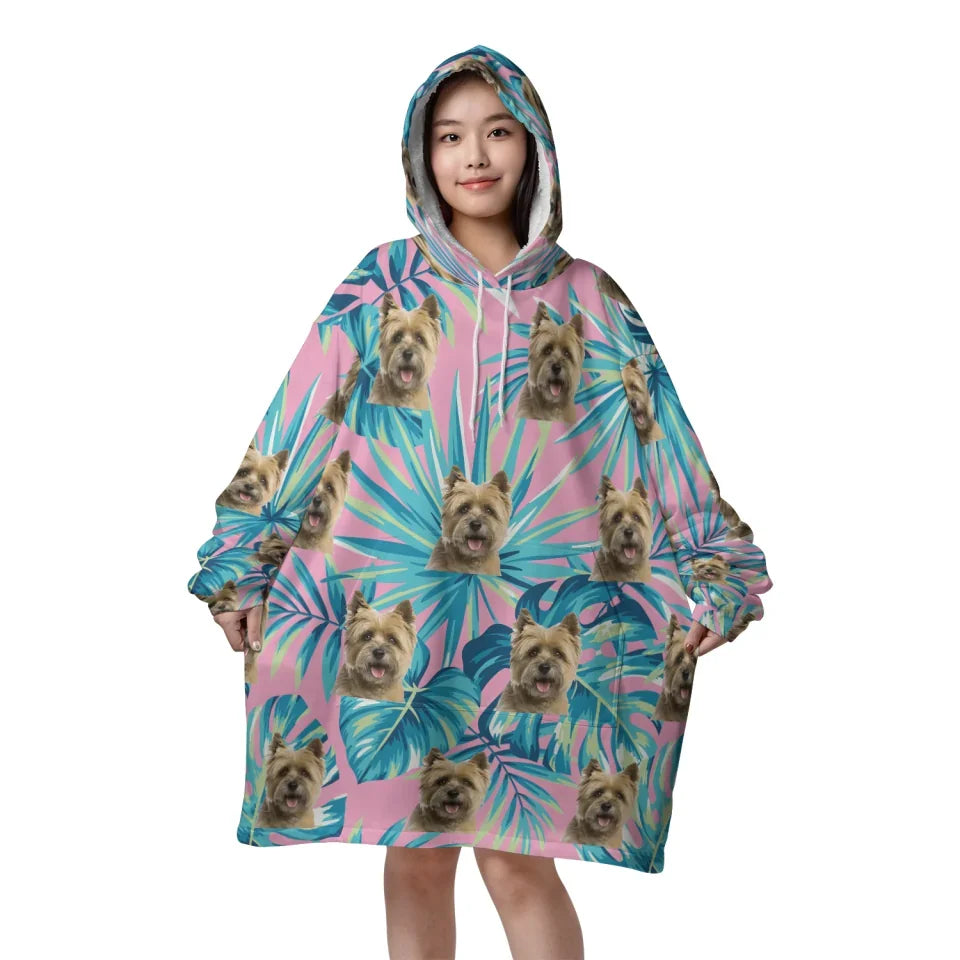 Mockup Blanket Hoodie Front Leaves