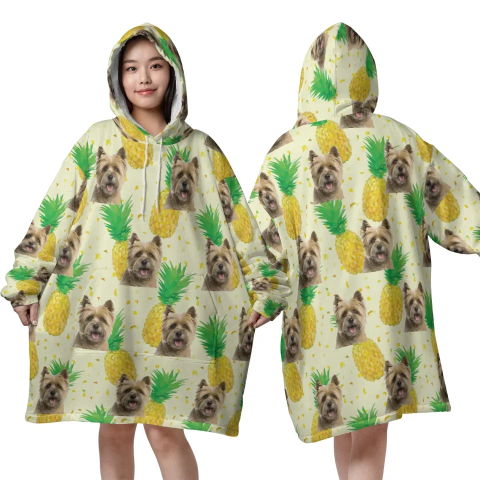 Mockup Blanket Hoodie Front Back Pineapple