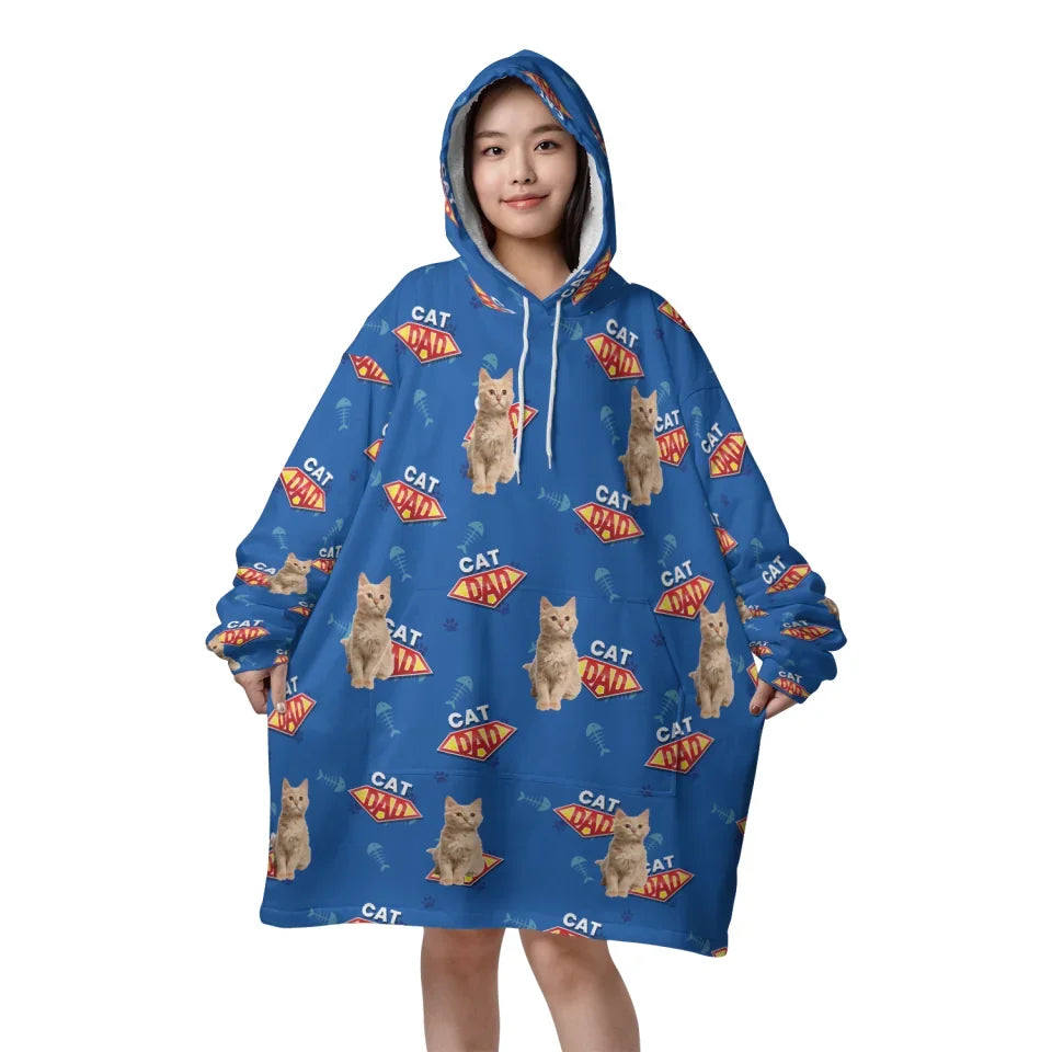 Mockup Blanket Hoodie Front Cat Dad