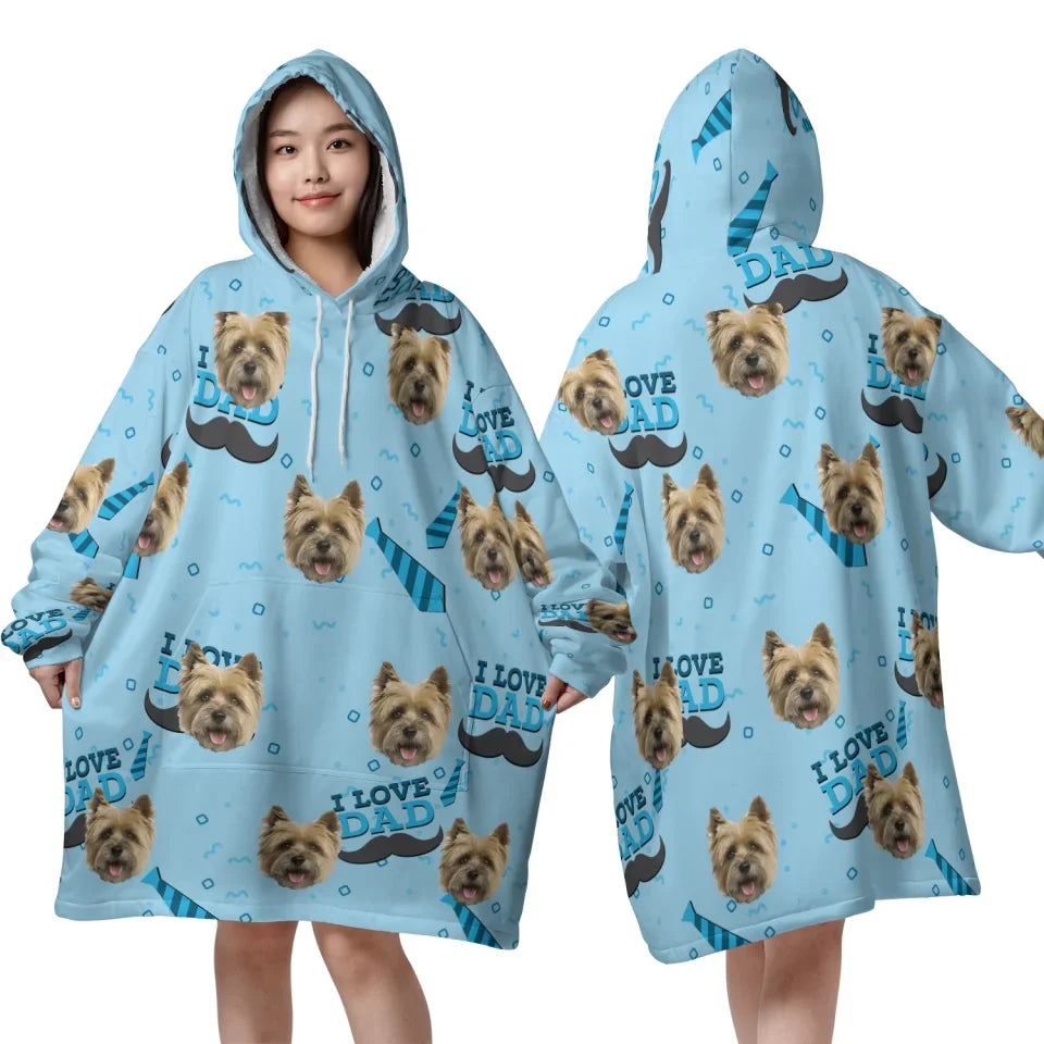 Mockup Blanket Hoodie Front Back I Love Dad