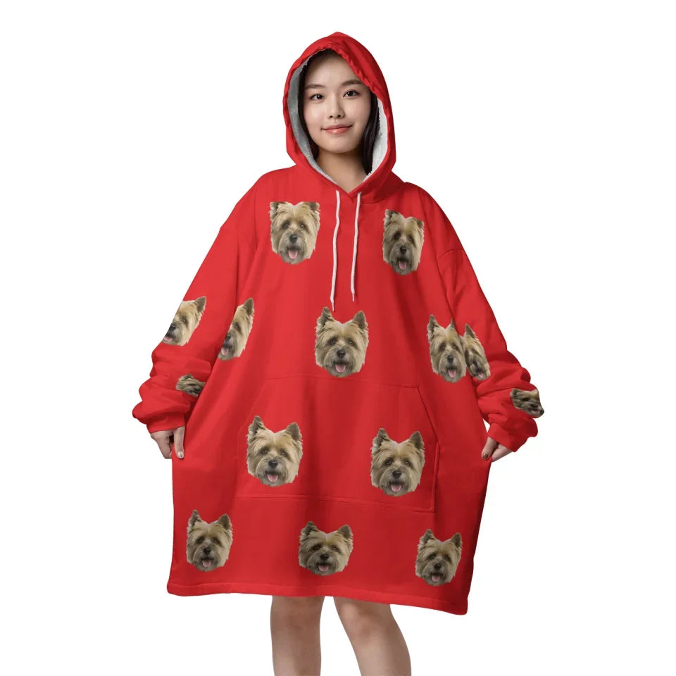 Mockup Blanket Hoodie Front Red