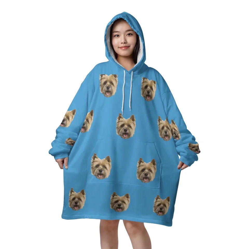 Mockup Blanket Hoodie Front Blue