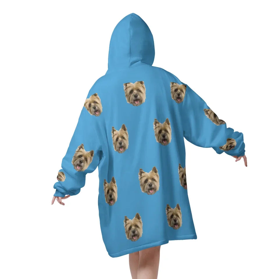 Mockup Blanket Hoodie Back Blue