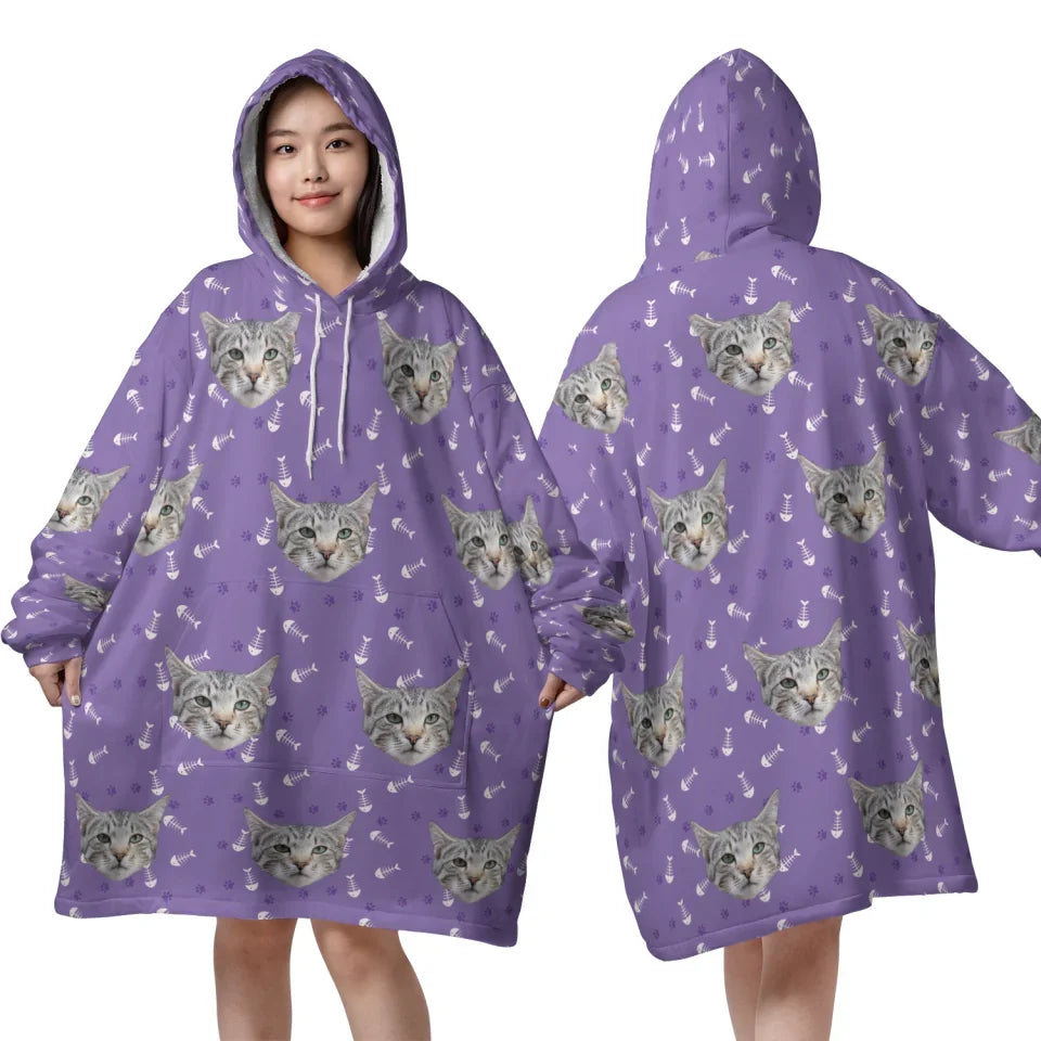 Mockup Blanket Hoodie Front Back Purple