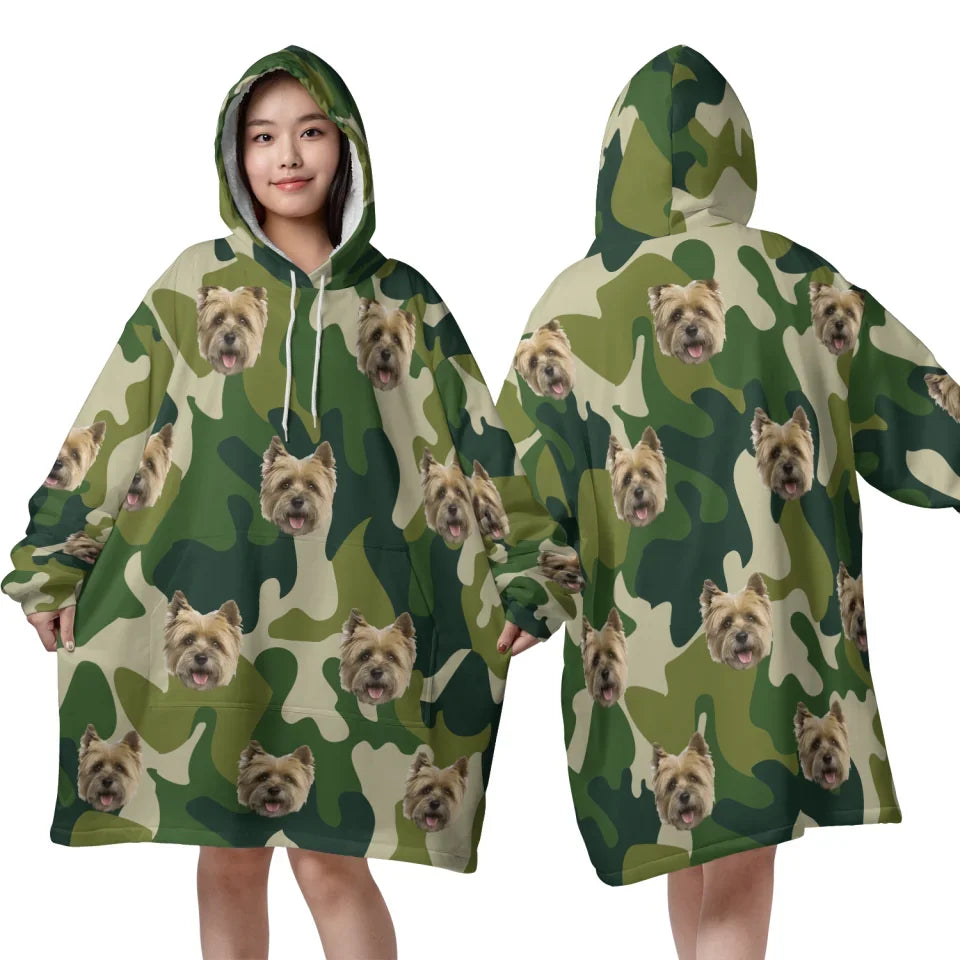 Mockup Blanket Hoodie Front Back Green Camo