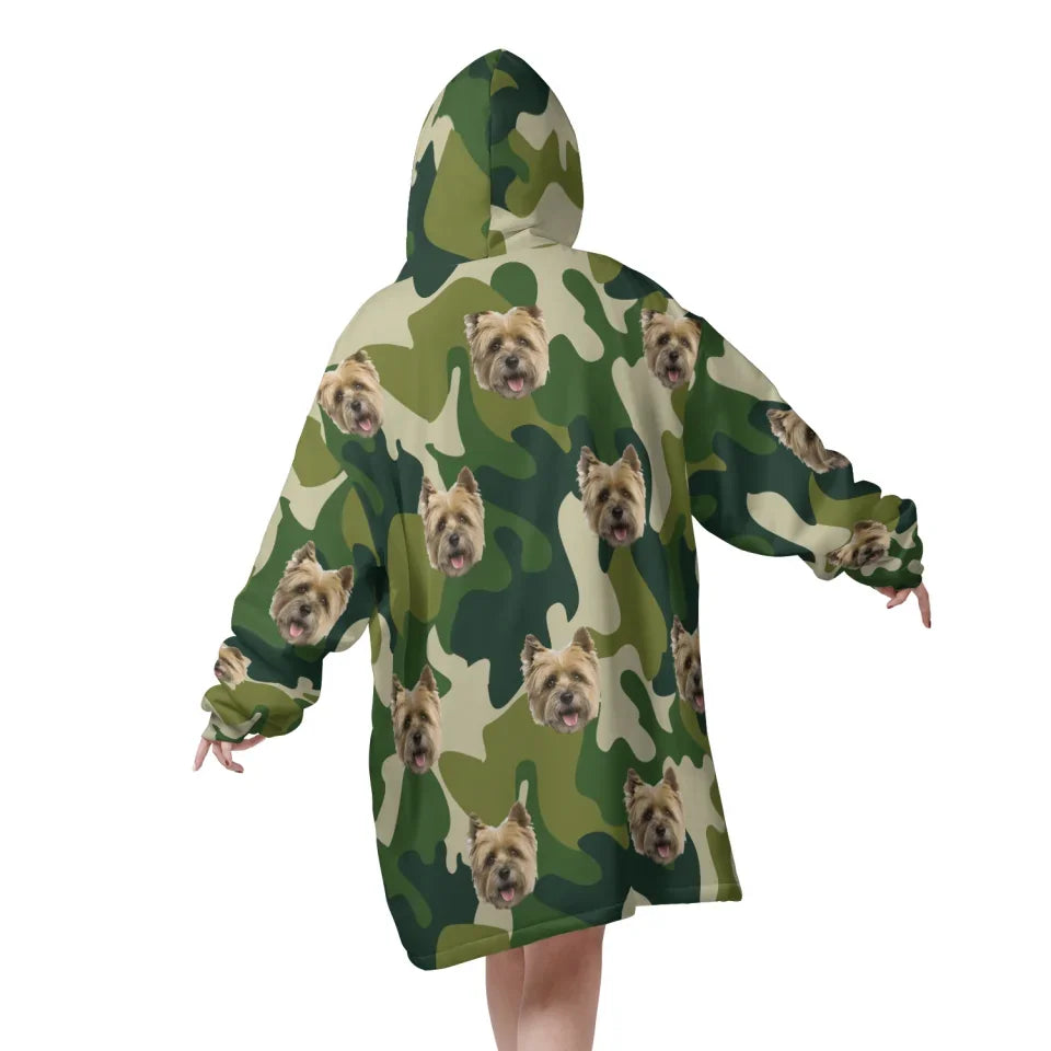 Mockup Blanket Hoodie Back Green Camo