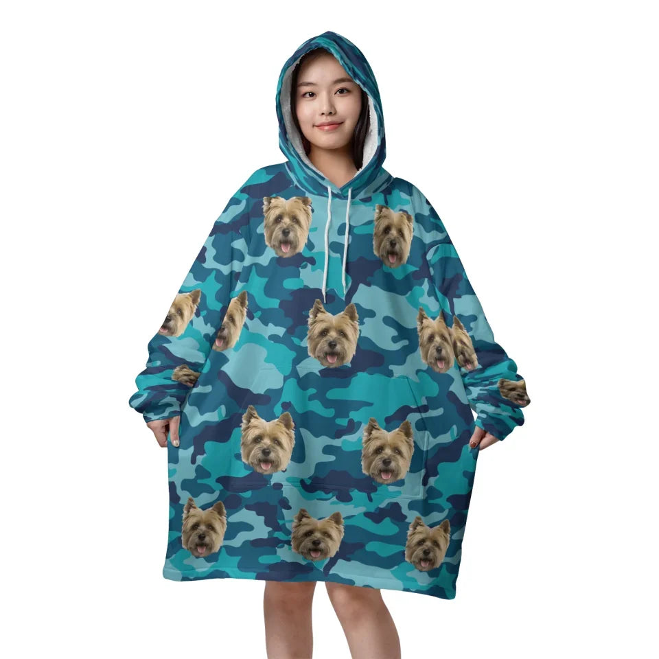 Mockup Blanket Hoodie Front Teal Camo
