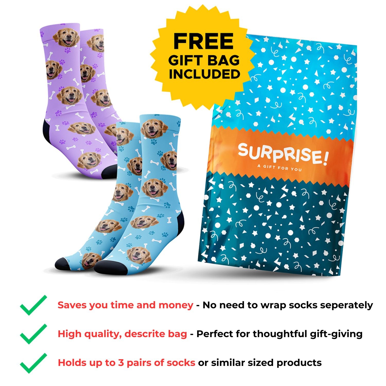 Custom Candy Cane Socks - 100% Free, Limit 1 Per Customer